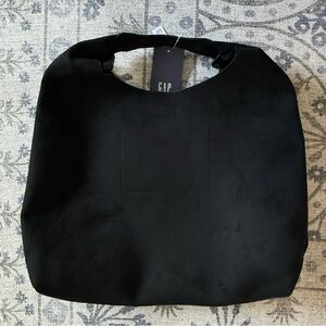 NWT GAP Black Suede-Look Shoulder Slouchy Tote Hobo